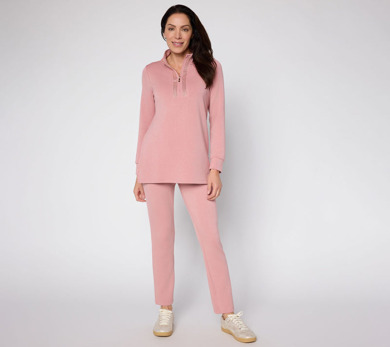 Belle by Kim Gravel Regular ScubaLuxe Sparkle Half-Zip Tunic — View 17