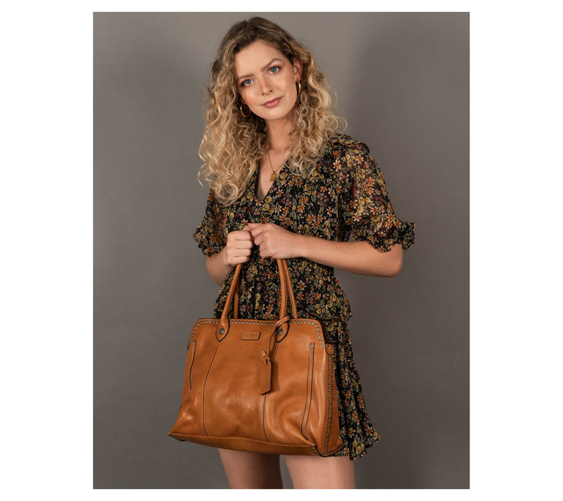 Old Trend Soul Stud Leather Satchel — View 7