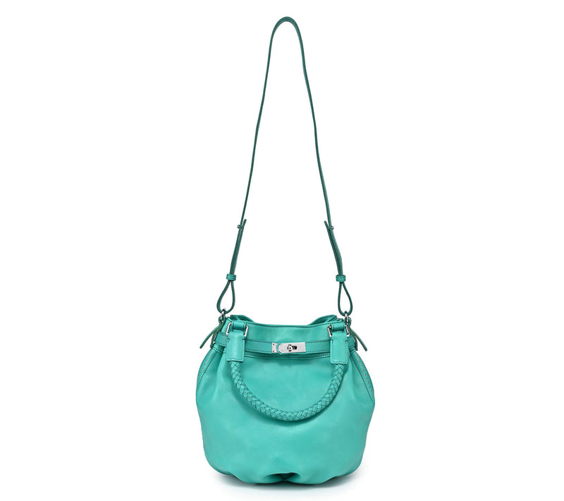 Old Trend Pumpkin Leather Bucket Bag with Crossbody Strap — View 4