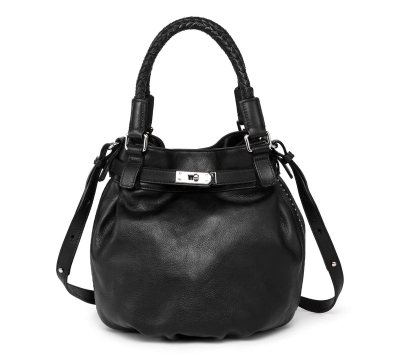 Old Trend Pumpkin Leather Bucket Bag with Crossbody Strap — View 17