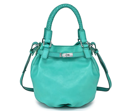 Old Trend Pumpkin Leather Bucket Bag with Crossbody Strap