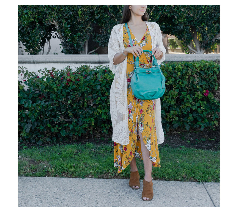 Old Trend Pumpkin Leather Bucket Bag with Crossbody Strap — View 7