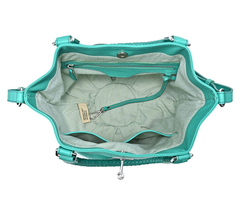 Old Trend Pumpkin Leather Bucket Bag with Crossbody Strap — View 2
