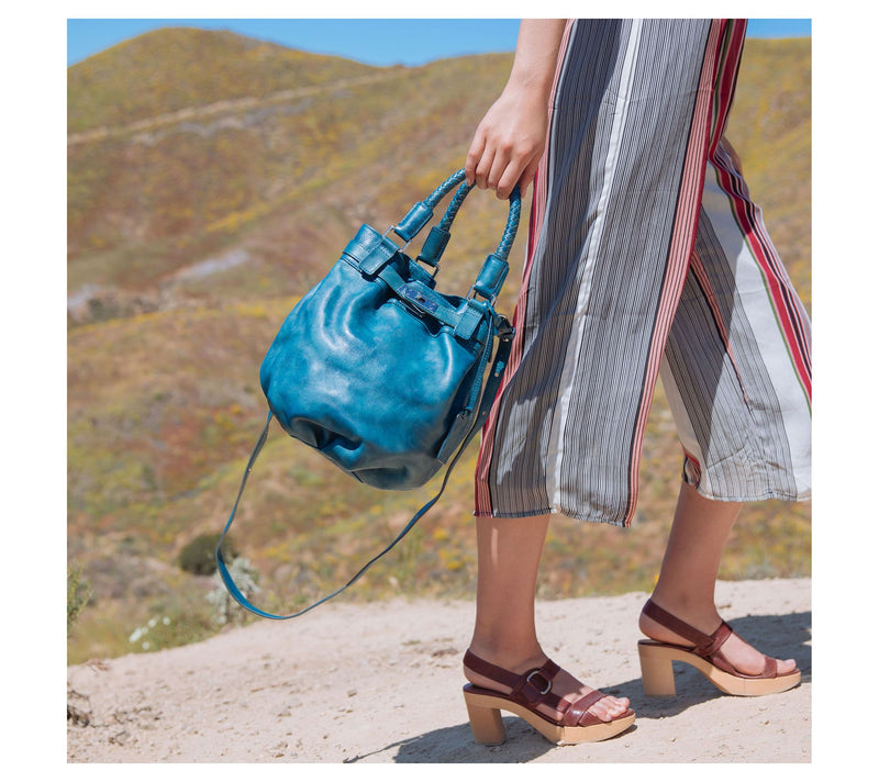 Old Trend Pumpkin Leather Bucket Bag with Crossbody Strap — View 8