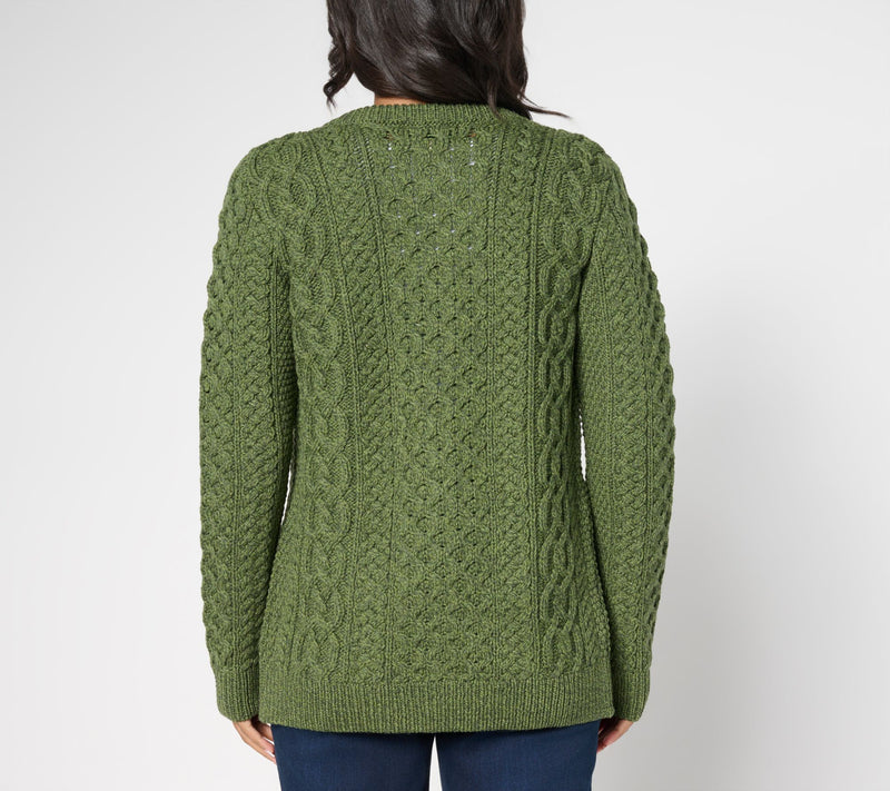 Aran Crafts Merino Wool Button-Front Cardigan with Pockets — View 13