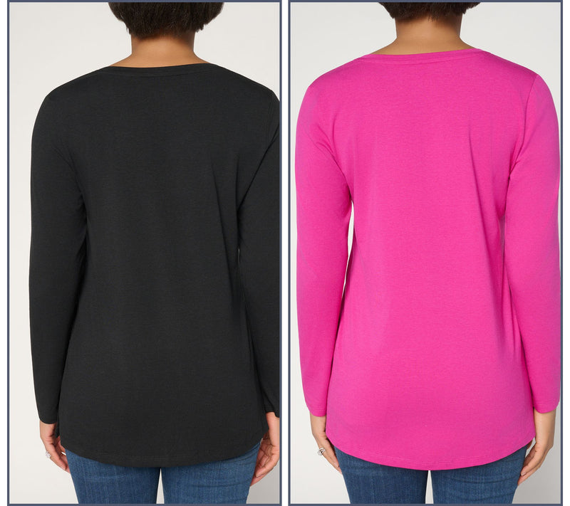 Denim & Co. Essentials Regular So Soft Jersey 2-Pack Tunics — View 12