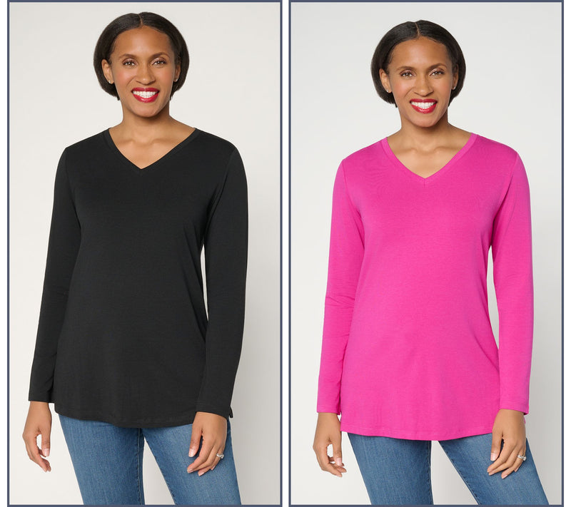 Denim & Co. Essentials Regular So Soft Jersey 2-Pack Tunics — Main view