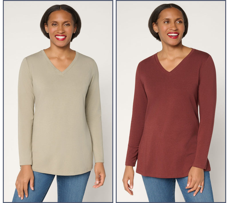 Denim & Co. Essentials Regular So Soft Jersey 2-Pack Tunics — View 5