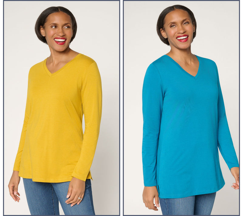 Denim & Co. Essentials Regular So Soft Jersey 2-Pack Tunics — View 9