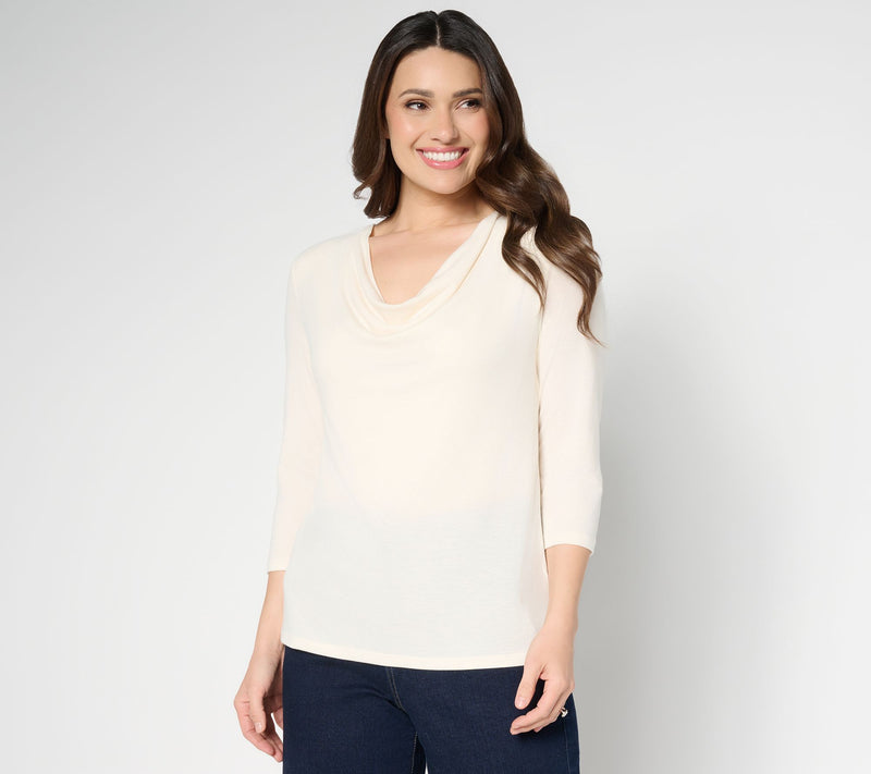 RM Studio x Rebecca Minkoff 3/4 Sleeve Drape Neck Knit Top — View 14