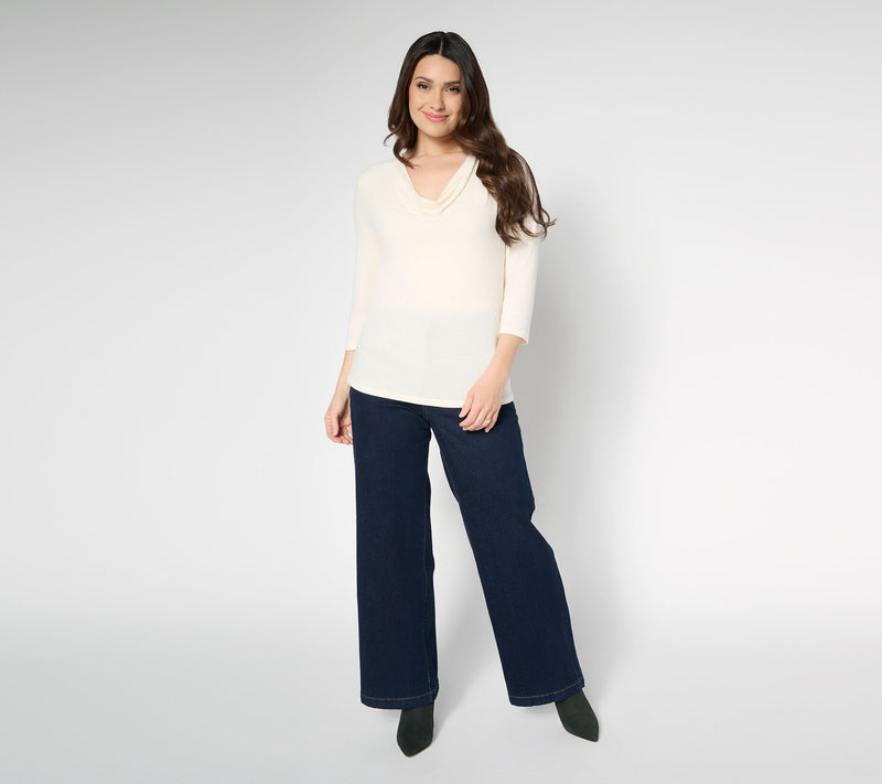 RM Studio x Rebecca Minkoff 3/4 Sleeve Drape Neck Knit Top — View 10