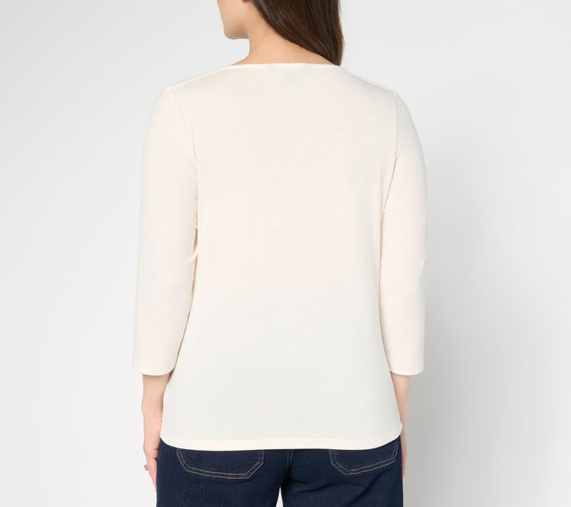 RM Studio x Rebecca Minkoff 3/4 Sleeve Drape Neck Knit Top — View 9
