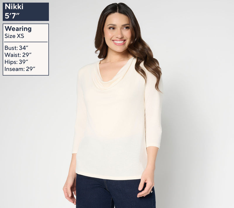RM Studio x Rebecca Minkoff 3/4 Sleeve Drape Neck Knit Top — View 8
