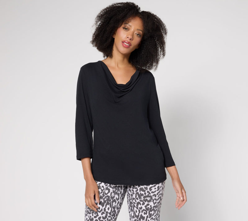 RM Studio x Rebecca Minkoff 3/4 Sleeve Drape Neck Knit Top — View 5