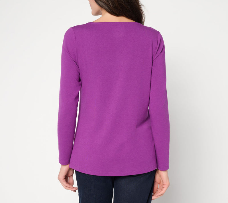 Denim & Co. So Soft Jersey Long Sleeve Drape Neck Top — View 4