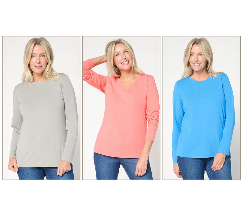 Denim & Co. Essentials So Soft Jersey 3-Pack Variety Tops — Main view
