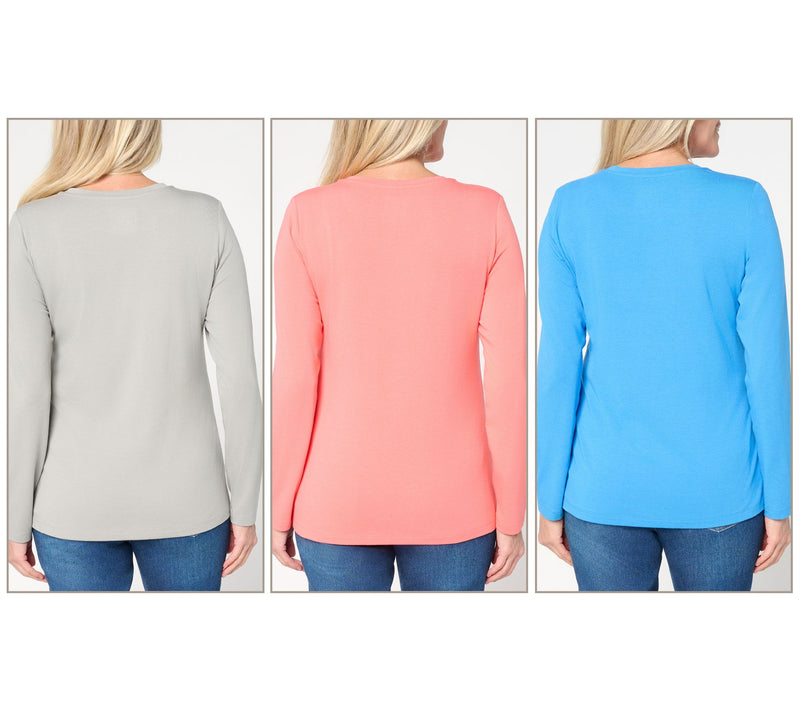Denim & Co. Essentials So Soft Jersey 3-Pack Variety Tops — View 3