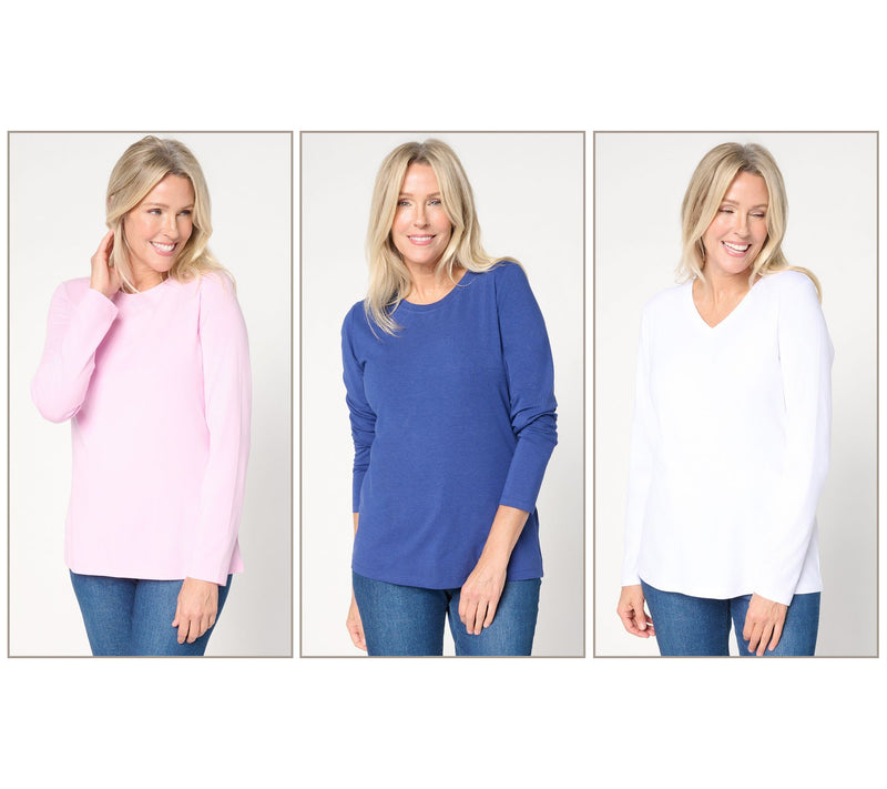 Denim & Co. Essentials So Soft Jersey 3-Pack Variety Tops — View 11