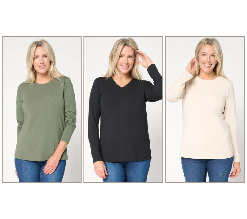 Denim & Co. Essentials So Soft Jersey 3-Pack Variety Tops — View 12