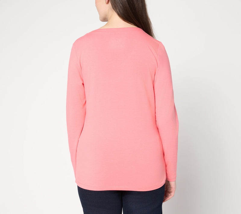 Denim & Co. Essentials So Soft Jersey Long Sleeve U-Neck Top — View 4