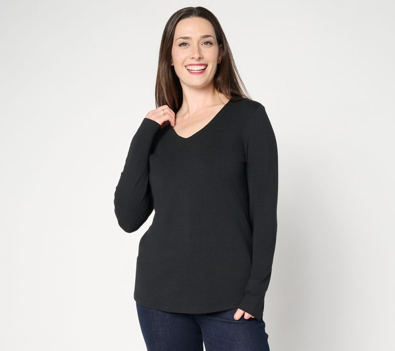 Denim & Co. Essentials So Soft Jersey Long Sleeve U-Neck Top — View 11