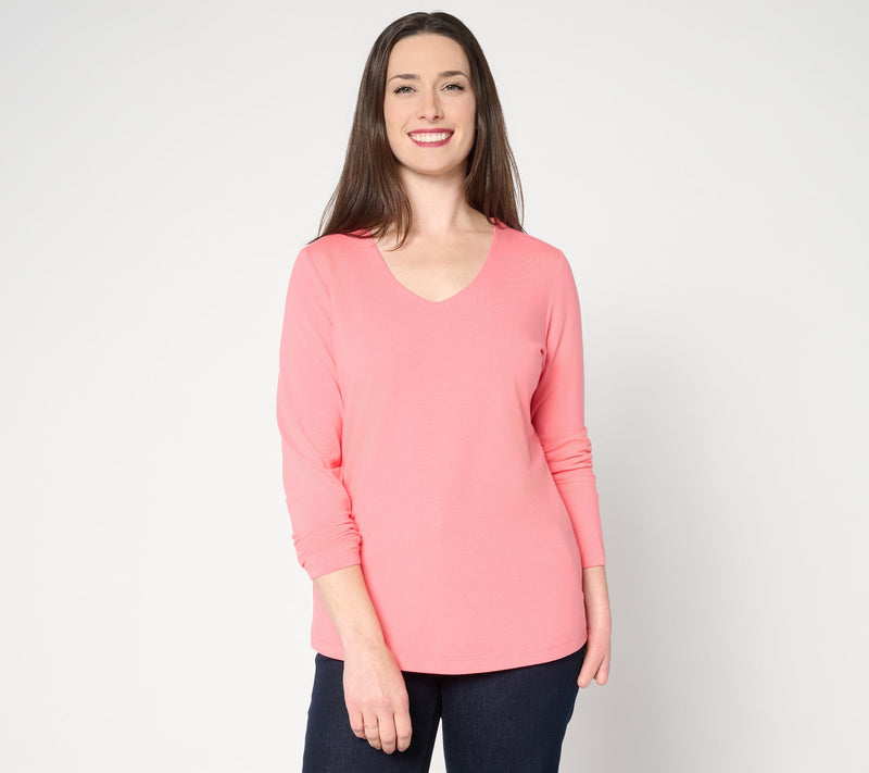 Denim & Co. Essentials So Soft Jersey Long Sleeve U-Neck Top — View 14