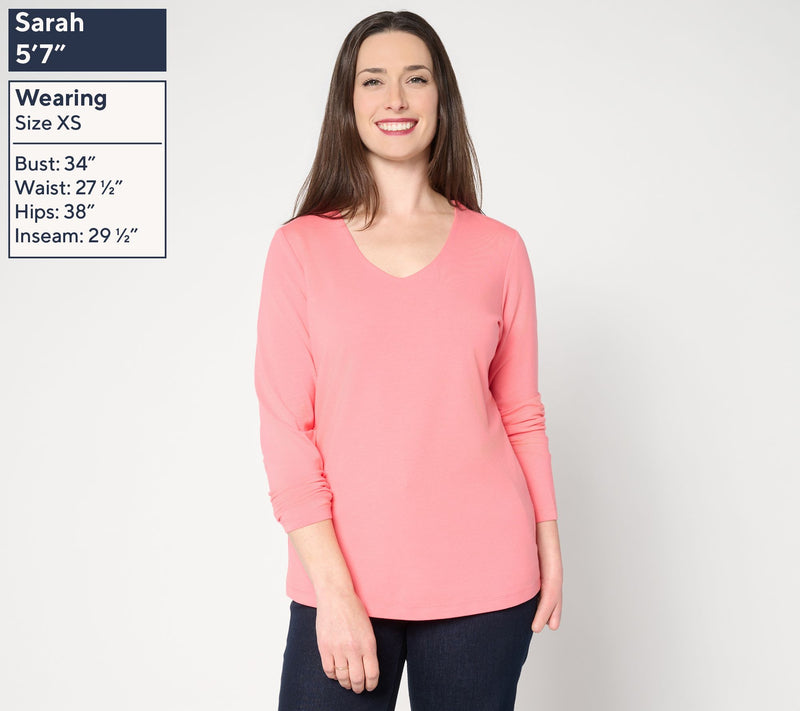 Denim & Co. Essentials So Soft Jersey Long Sleeve U-Neck Top — View 3