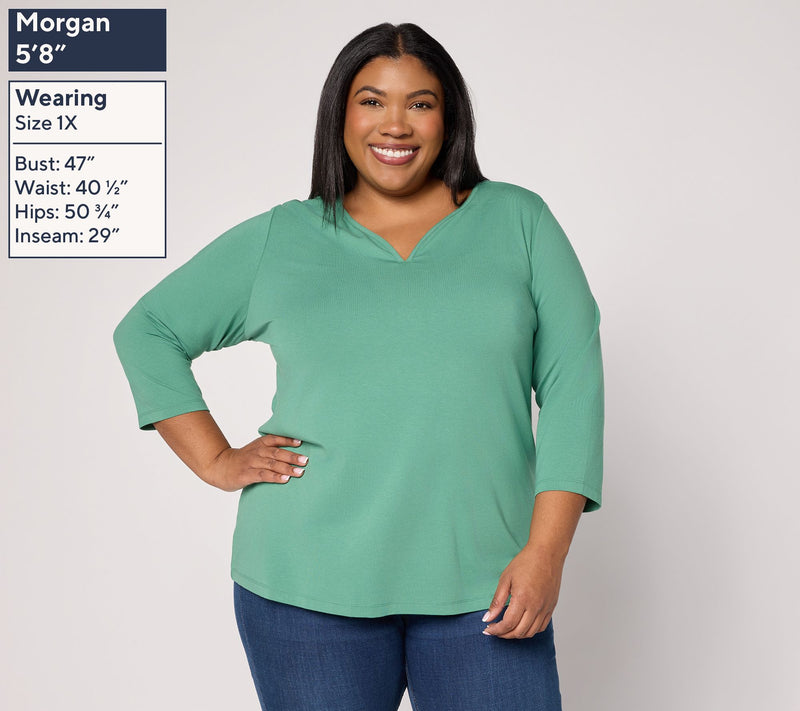 Denim & Co. Essentials So Soft Jersey Sweetheart Neck Top — View 2