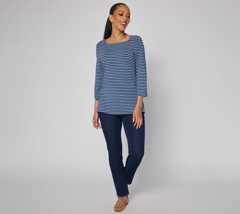Denim & Co. So Soft Jersey Bateau Neck 3/4 Sleeve Top — View 5