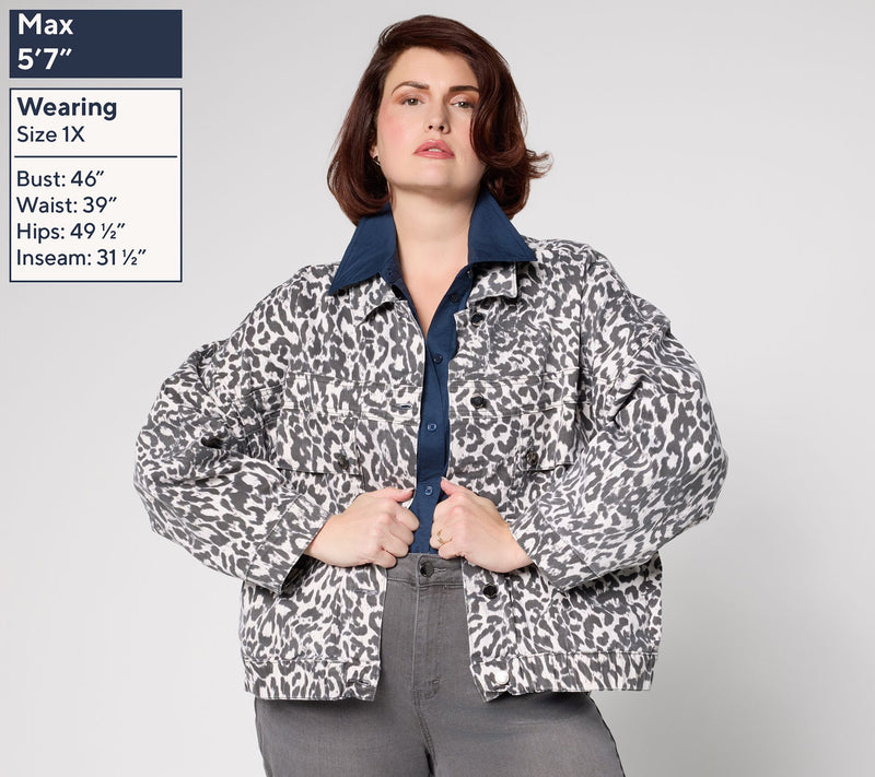 RM Studio x Rebecca Minkoff Animal Print Luxe Stretch Denim Jacket — View 6