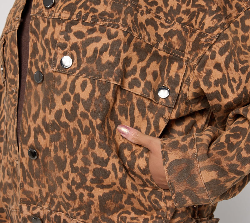 RM Studio x Rebecca Minkoff Animal Print Luxe Stretch Denim Jacket — View 10