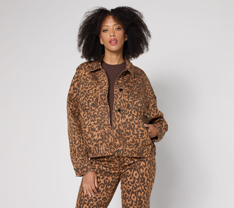 RM Studio x Rebecca Minkoff Animal Print Luxe Stretch Denim Jacket — View 4