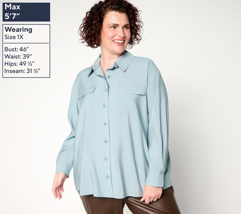Martha Stewart Signature Utility Patch Pocket Woven Shirt — View 2