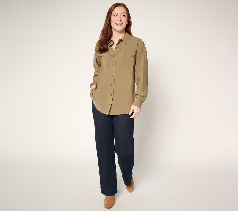 Martha Stewart Signature Utility Patch Pocket Woven Shirt — View 5