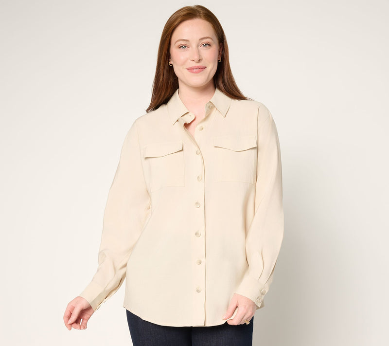 Martha Stewart Signature Utility Patch Pocket Woven Shirt — View 12