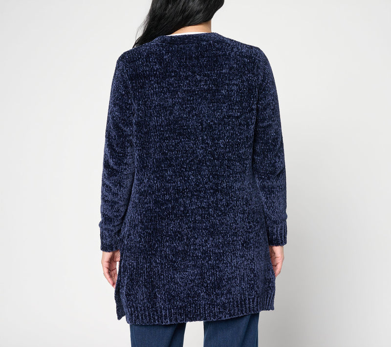 Denim & Co. Petite Chenille Open Front Cardigan — View 4