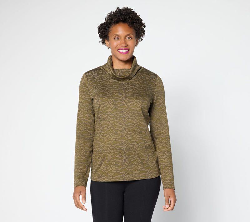 Martha Stewart Signature Printed Knit Turtleneck Top — View 11