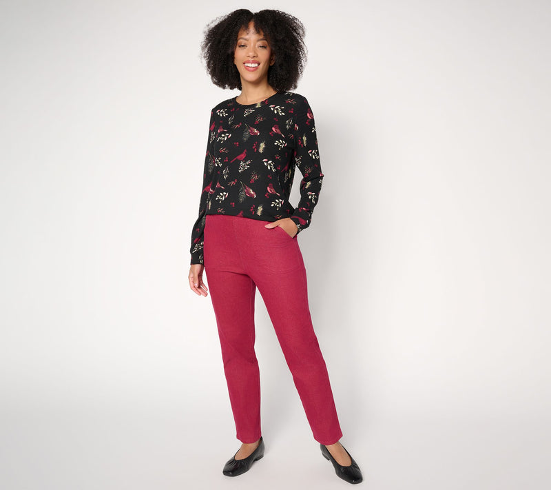 Denim & Co. Petite Flat Front Side Pocket Pants — View 7
