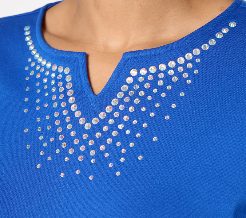 Quacker Factory Denim and Diamonds Long Sleeve Top — View 6