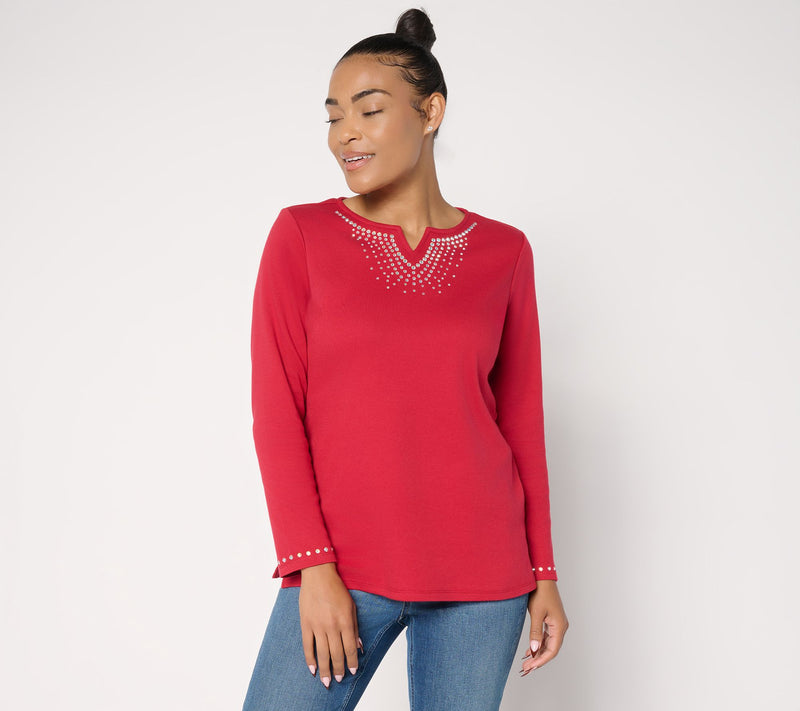 Quacker Factory Denim and Diamonds Long Sleeve Top — View 12