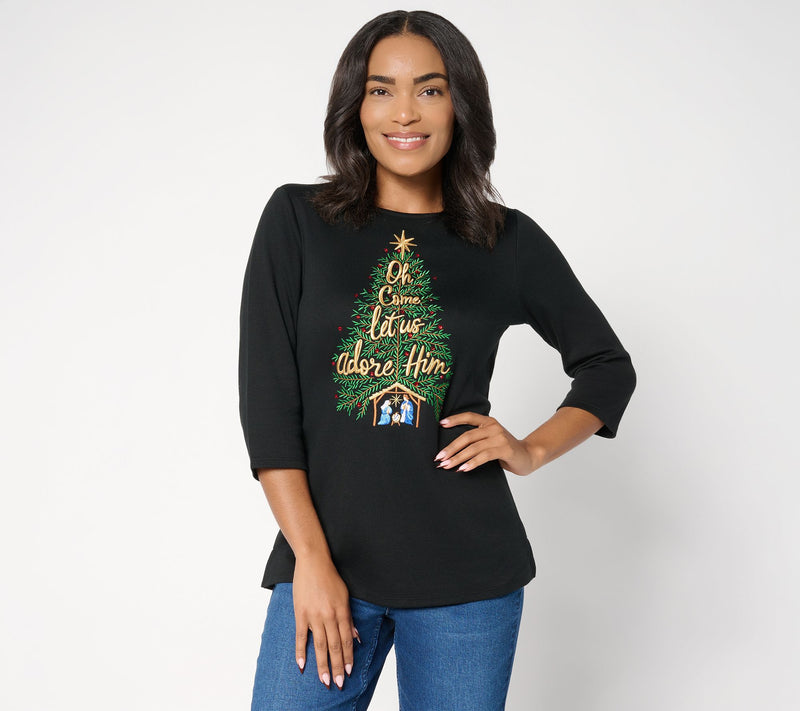 Quacker Factory Oh Come Let Us Adore Him Manger Tree Top — View 10