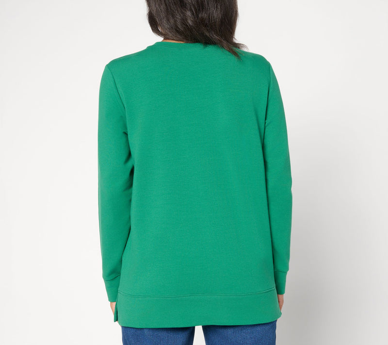 Quacker Factory Naughty or Nice Long Sleeve French Terry Top — View 4
