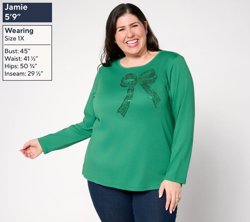 Quacker Factory Bowlicious Long Sleeve Bateau Neck Top — View 2
