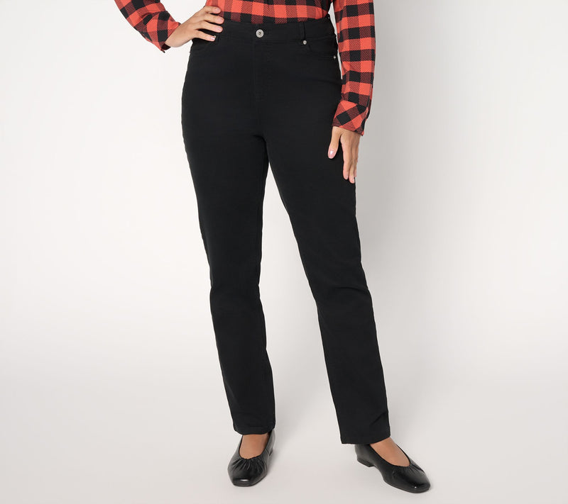 Denim & Co. Regular Woven Twill Slim Straight Pants — View 10