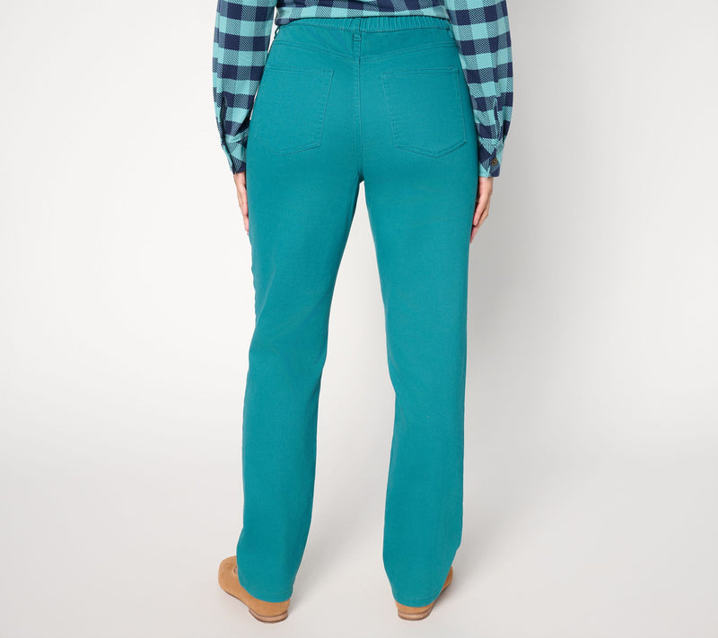 Denim & Co. Regular Woven Twill Slim Straight Pants — View 4