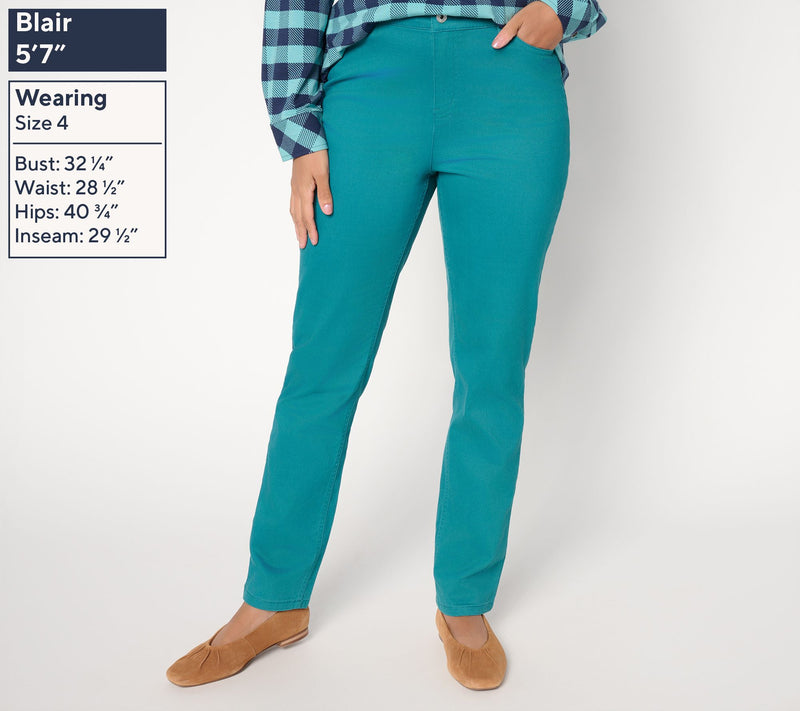 Denim & Co. Regular Woven Twill Slim Straight Pants — View 3