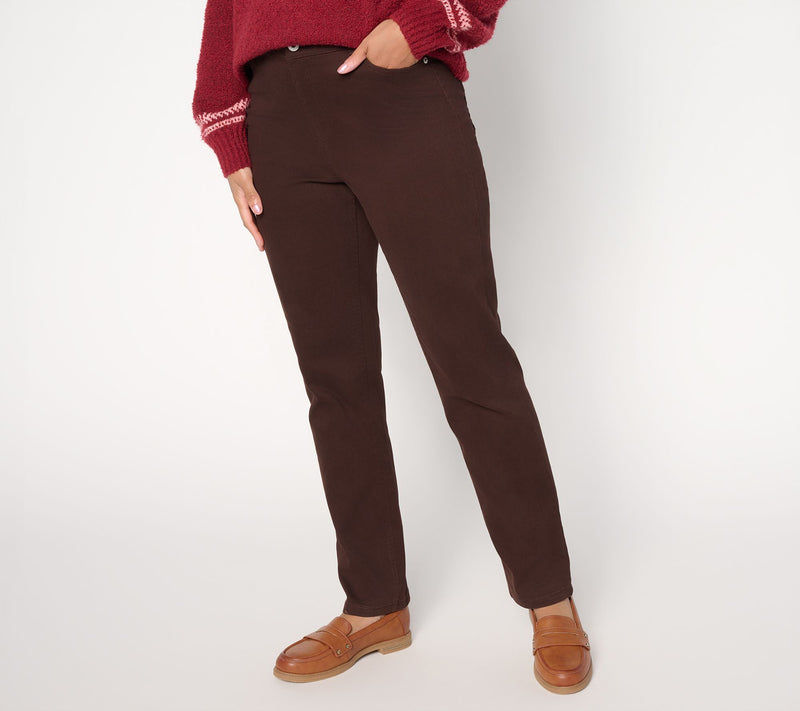 Denim & Co. Regular Woven Twill Slim Straight Pants — View 12