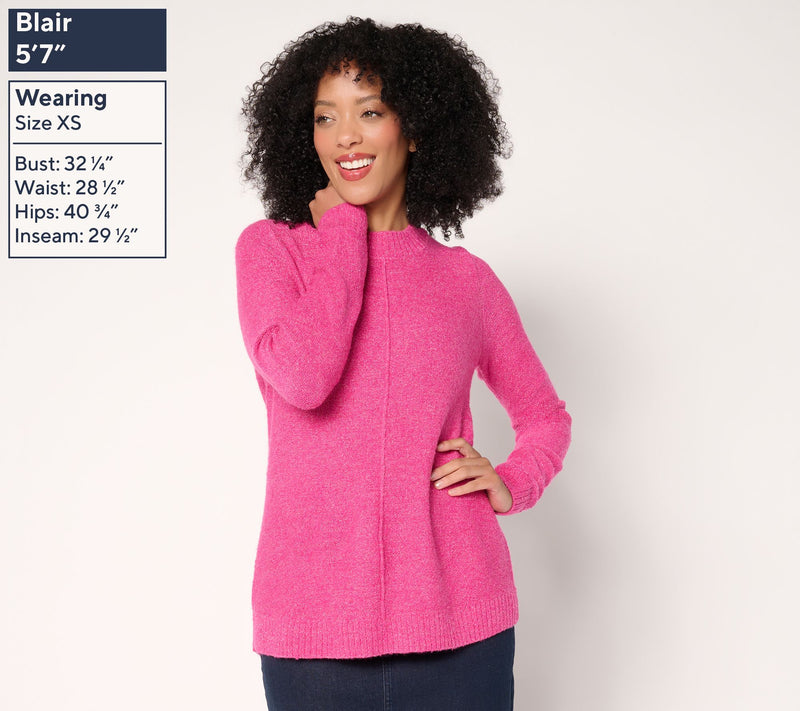 Denim & Co. Crew Neck Long Sleeve Sparkle Sweater — View 3