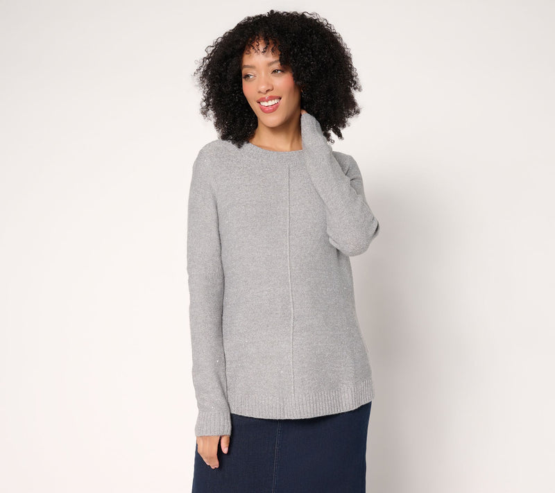 Denim & Co. Crew Neck Long Sleeve Sparkle Sweater — View 15
