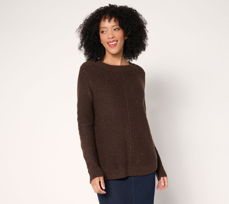 Denim & Co. Crew Neck Long Sleeve Sparkle Sweater — View 18